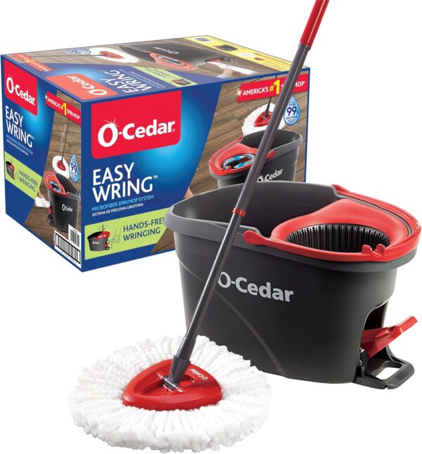 O-Cedar EasyWring Microfiber Spin Mop, Bucket Floor Cleaning System